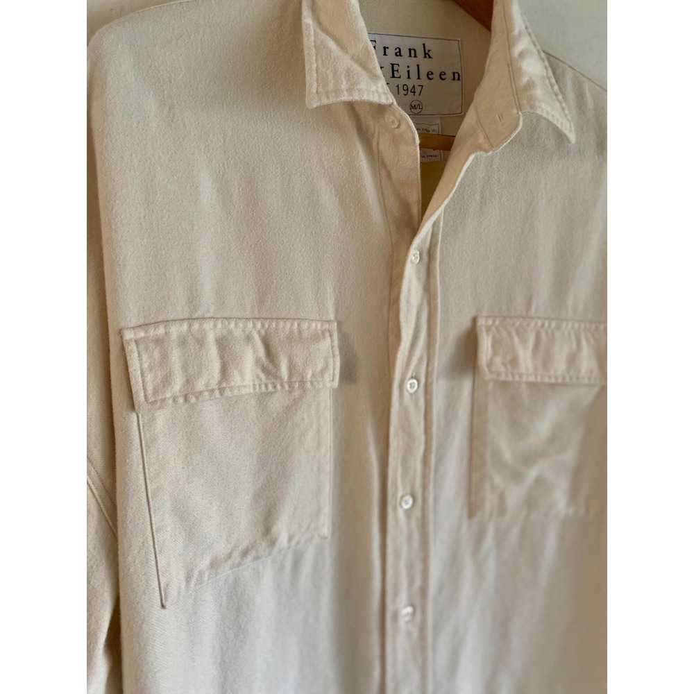Frank & Eileen McLoughlin Oversized Vintage White Flannel Shirt Jacket M L - Picture 7 of 12